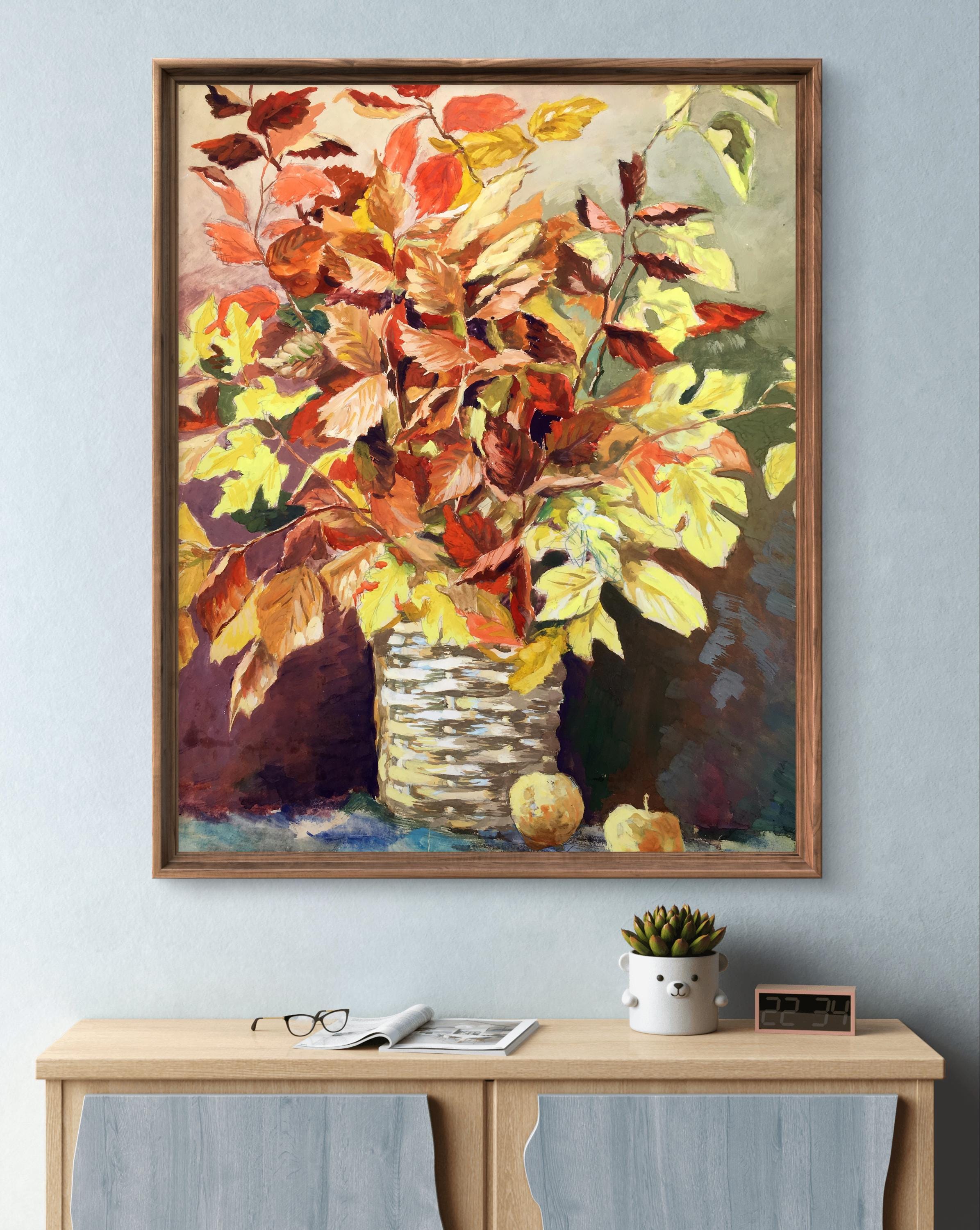 水彩画の静物画、オリジナル、紙に描いた絵画、花の静物画、手作り
