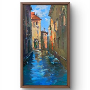 Pintura al óleo paisaje original, pintura sobre cartón, paisaje de ciudad, arte hecho a mano, naturaleza, sin marco, paisaje de verano, arte de pared