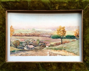 Watercolor painting Road to the village Tsyupka Ivan Kirillovich original picture painter signed art work & collectibles kitchen decor n858