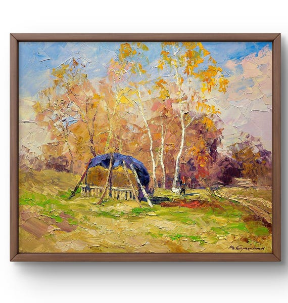 油絵 絵画【森の風景】 Amazon.co.jp: バトー『森の風景』ミクスト