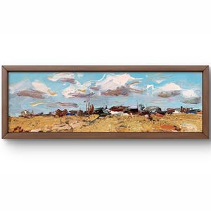Pintura al óleo paisaje original, pintura sobre cartón, paisaje de campo, arte hecho a mano, naturaleza, sin marco, paisaje de otoño, arte de pared