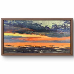 Oil painting landscape original, painting on canvas, marine landscape, handmade art, nature, unframed, romantic scene, wall art