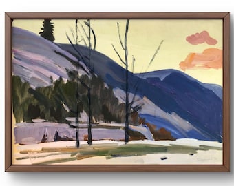 Gouache painting landscape original, painting on paper, mountains landscape, handmade art, nature, unframed, autumn landscape, wall art