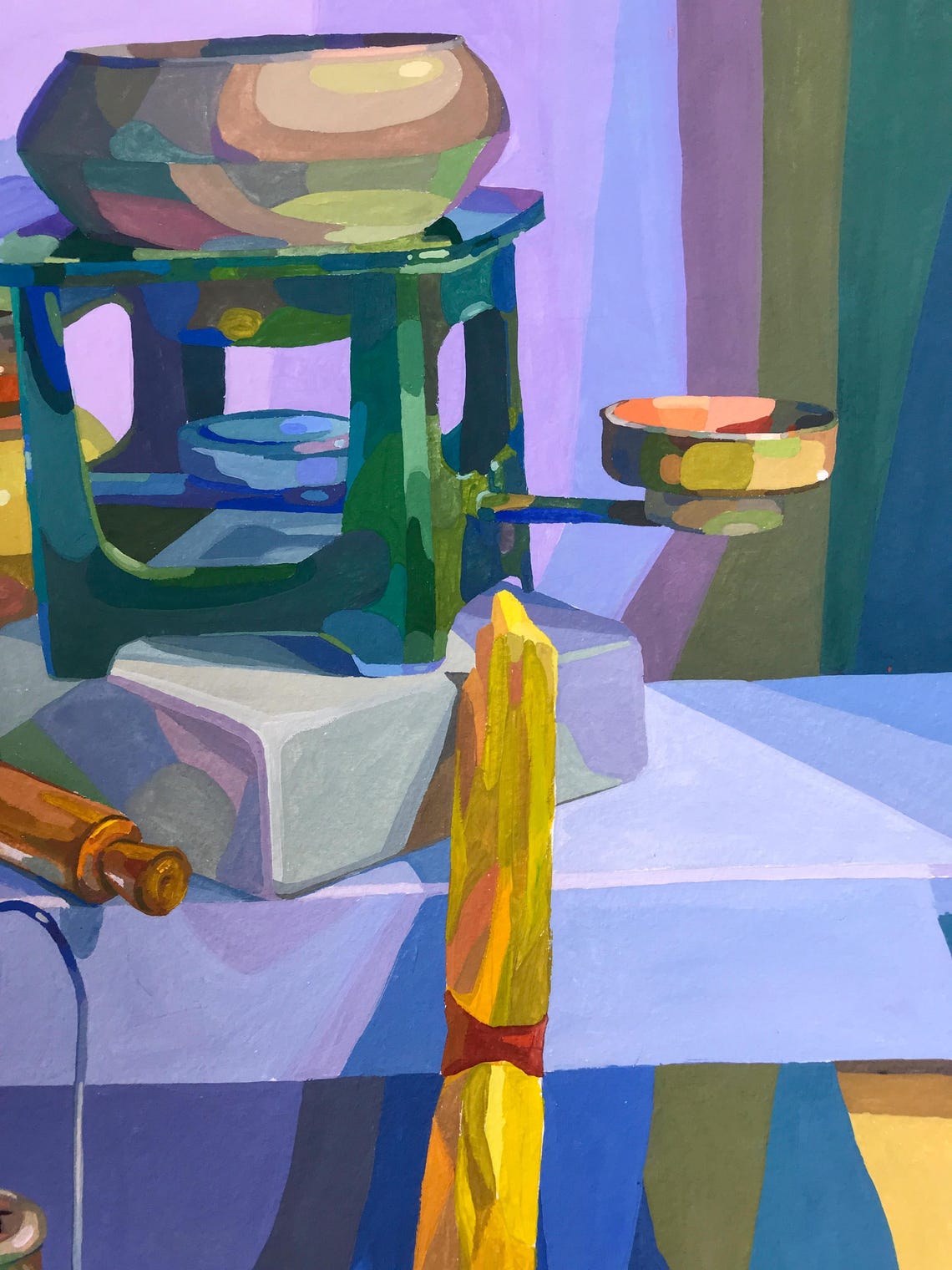 Acrylic Painting Still Life Original, Painting on Paper, Interior Still