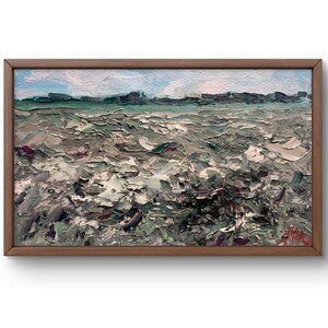 Pintura a óleo paisagem original, pintura em papelão, paisagem de campo, arte artesanal, natureza, sem moldura, paisagem de campo, arte de parede