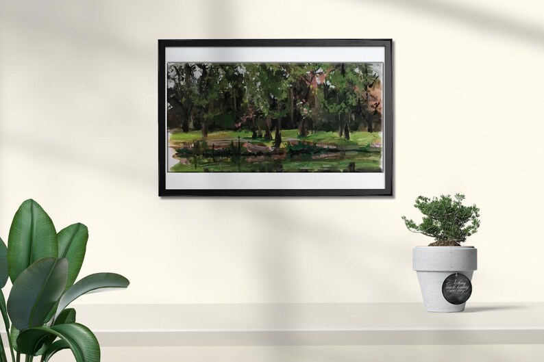 Oil Painting Landscape Original, Oil Painting on Cardboard, Serene