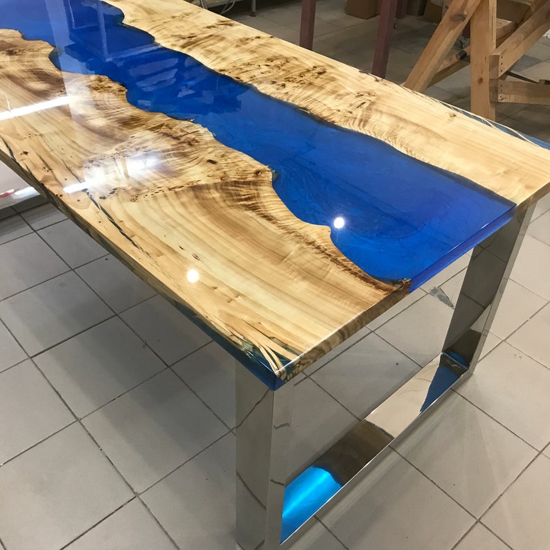 Dining and End Tables Blue epoxy resin river table Home & Etsy