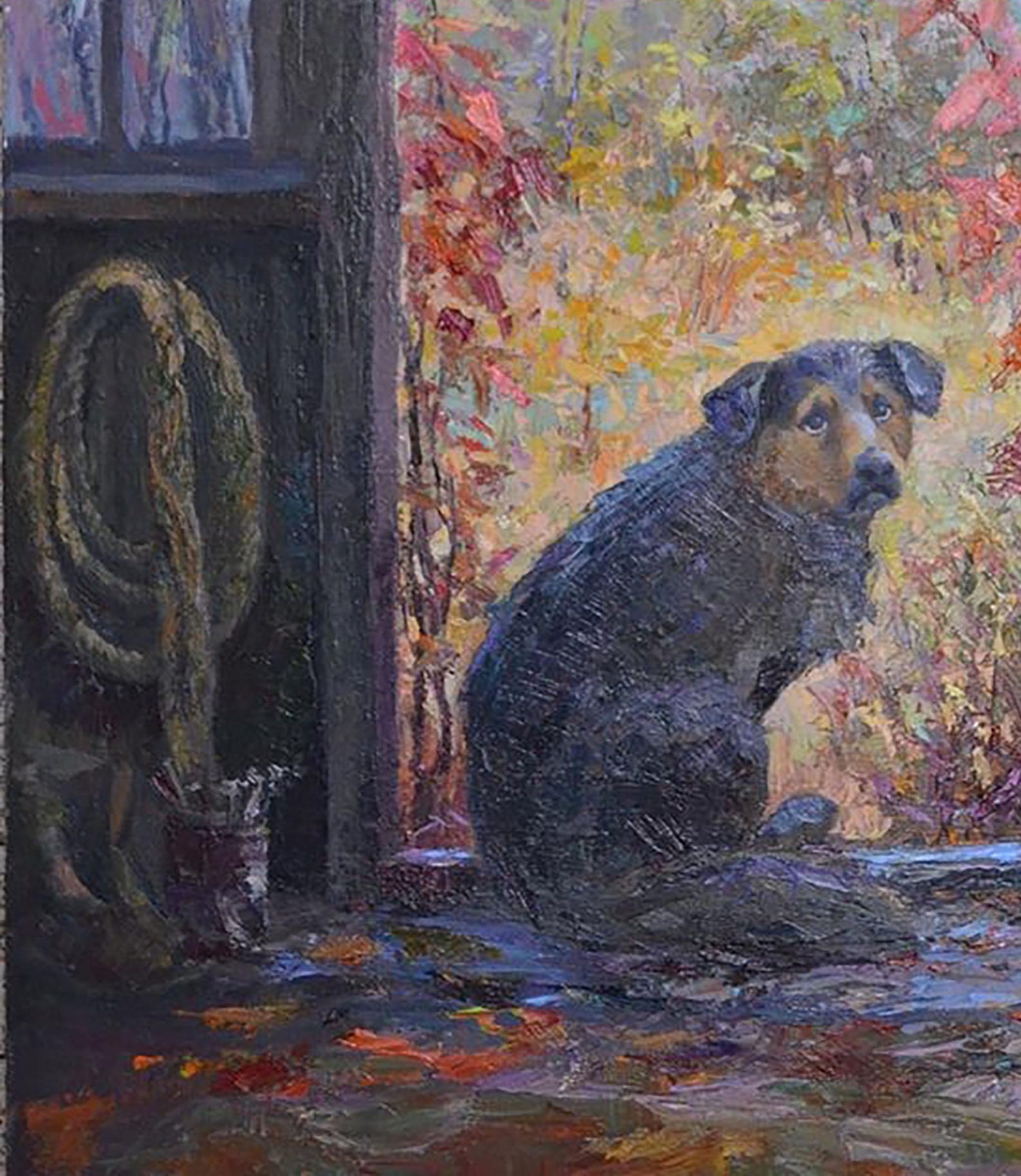 Soulful Dog Portrait Oil Painting Original Wall Art, Handmade and