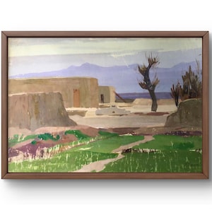 Dipinto a guazzo paesaggio originale, dipinto su carta, pittura di casa, arte fatta a mano, natura, senza cornice, paesaggio di alberi, arte murale