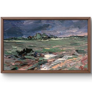 Pintura a óleo paisagem original, pintura em papelão, paisagem de campo, arte artesanal, natureza, sem moldura, paisagem de campo, arte de parede