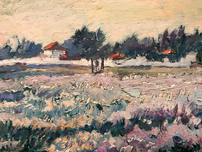 Oil Painting Landscape Original, Oil Painting on Canvas, Calm Field