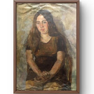Pintura em aquarela retrato original, pintura em papelão, retrato de mulher, arte artesanal, interior sem moldura, retrato de menina, arte de parede