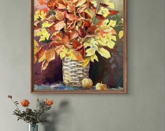 水彩画の静物画、オリジナル、紙に描いた絵画、花の静物画、手作り
