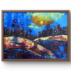 Pintura a óleo abstrata original, pintura em papelão, traços abstratos, arte artesanal, natureza, sem moldura, linhas abstratas, arte de parede