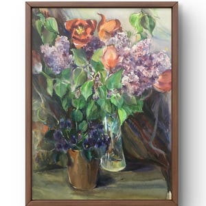 Oil painting still life original, painting on canvas, flowers still life, handmade art, interior, unframed, bouquet still life, wall art