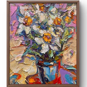 Oil painting still life original, painting on canvas, flowers still life, handmade art, interior, unframed, bouquet still life, wall art