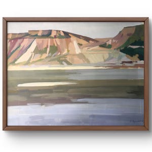 Dipinto a guazzo paesaggio originale, dipinto su carta, paesaggio di montagna, arte fatta a mano, natura, senza cornice, paesaggio collinare, arte murale
