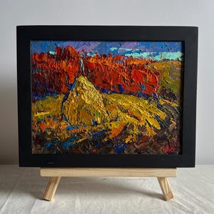 Autumn countryside, field, haystack, forest nature, landscape