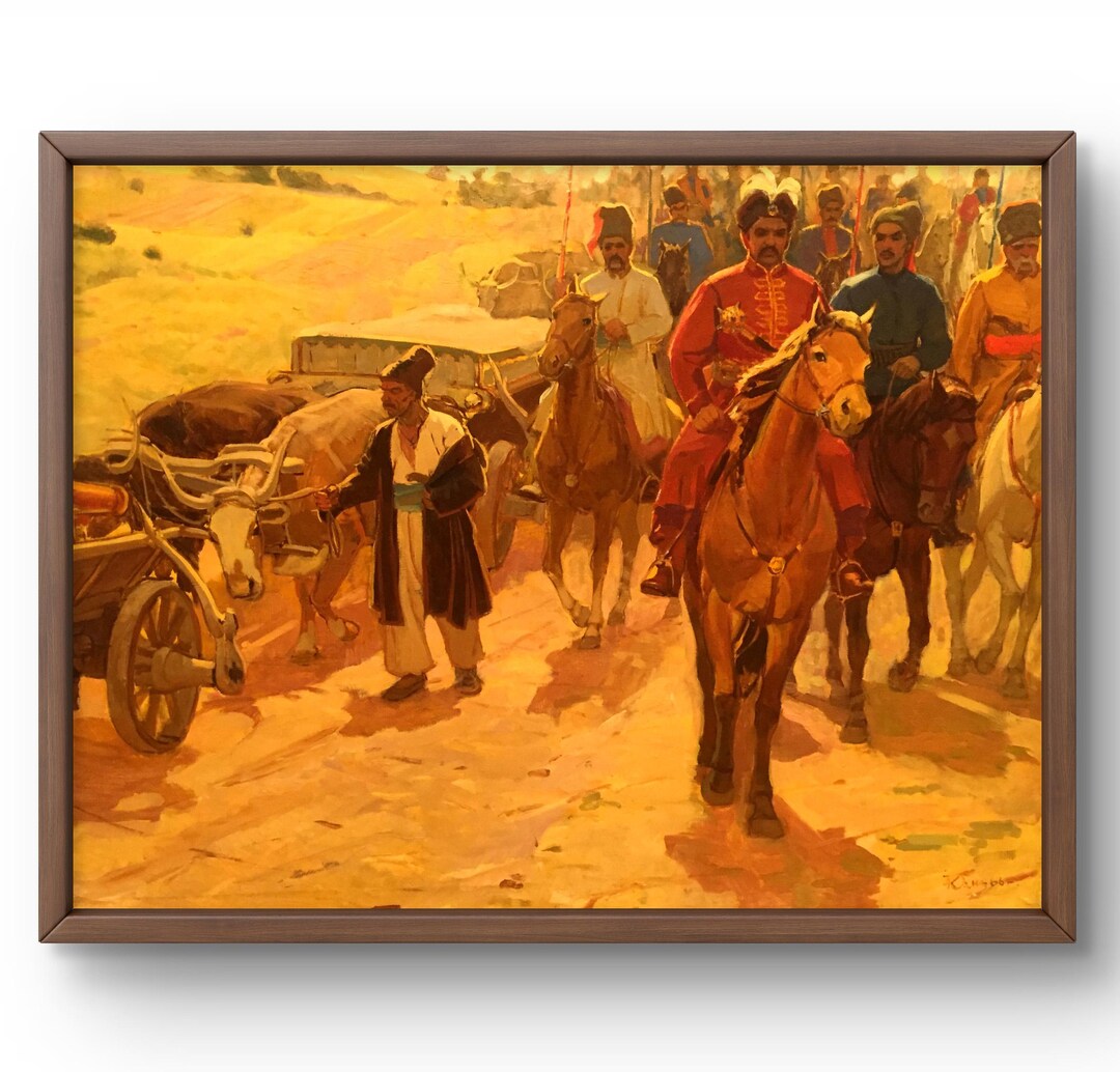 油彩画 人々と馬のリアリズム 油絵社会リアリズムオリジナル、キャンバスの油絵、馬に乗った移民と