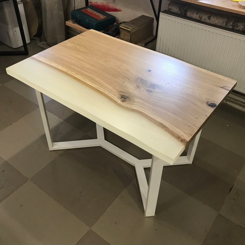 White Epoxy Resin River Table