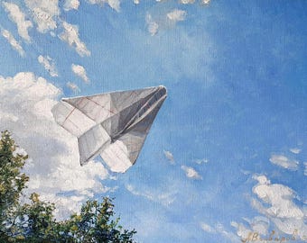 Landscape Painting Print, Summer Scenery, Sky Blue, Cloudscape, Contemporary Oil Art, Nature, Original Poster