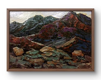 オリジナル油絵、西海岸ロッキー山脈、70 x 50 cm、2009217 - Etsy 日本
