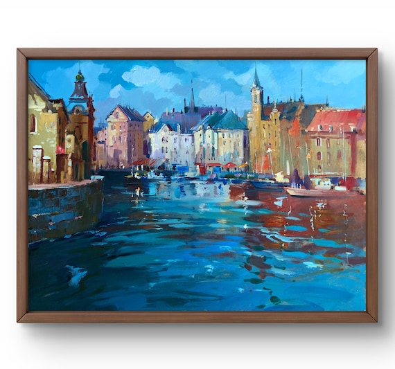 Oil Painting Landscape Original, Painting on Cardboard, Venice