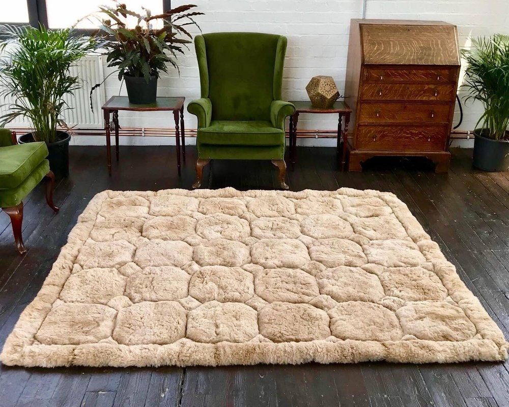 Alpaca Rug / Fur rug / Geometric Alpaca fur rug Etsy