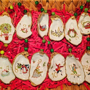 12 Days of Christmas Oyster Shell Ornaments (set of 12)