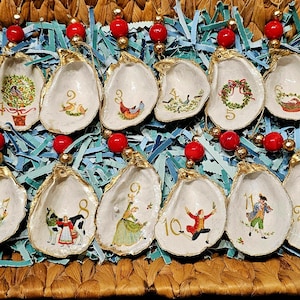 12 Days of Christmas Oyster Shell Ornaments (set of 12)