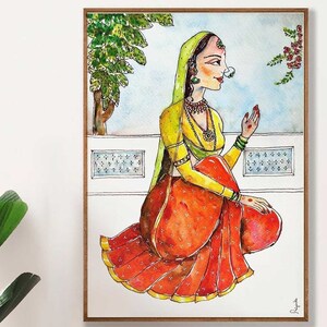 Rani Indian Painting Wall art print | Watercolor painting, Giclee Print, Wall decor