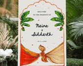 Hindu Wedding Welcome Poster, Indian Marriage Sign, Desi Wedding Welcome Poster, Minimalistic South Indian Wedding Decor, Wedding Template