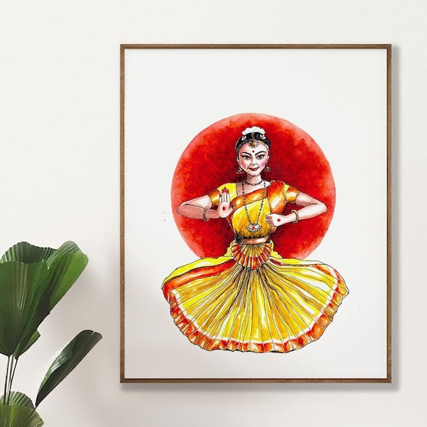 Bharatanatyam Art Indian Painting Wall print 2 | Watercolor painting, Indian Wall decor Indian Dancer Home Decor Gift