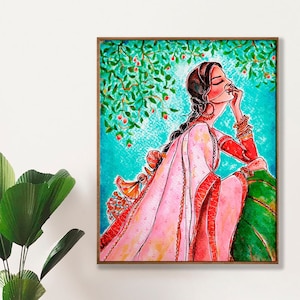 Dreamer Indian Girl, South Asian Art Print Poster, Desi Girl Wall Decor, Punjabi Girl Print, Indian Home Decor