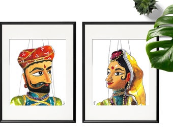 Indian Anniversary gift, Desi couple painting, Wall art print, Home decor, Indian desi wedding couple gift idea, bedroom decor