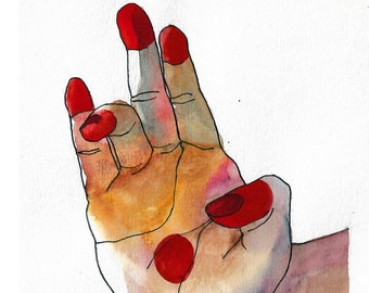 Bharatanatyam Mudra Indian Painting Wall Art Print, Indian Dance Watercolor Art Painting Giclee Print Wall Decor