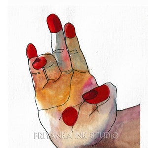 Bharatanatyam Mudra Indian Painting Wall Art Print, Indian Dance Watercolor Art Painting Giclee Print Wall Decor