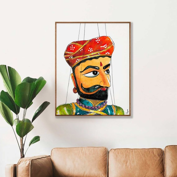Indian Wall Art,  Desi Man Wall Art Print, Desi print, Indian Home decor, Colorful Indian Art