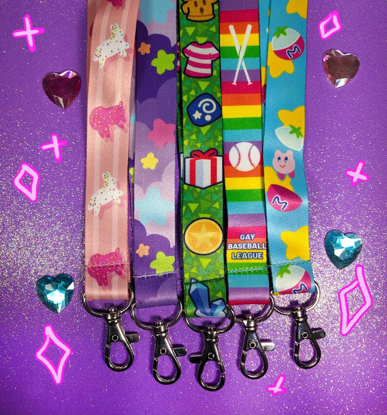 Frosted Animal Cookie Lanyard Kawaii Pink Printed Lanyard Etsy