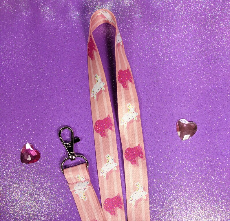 Frosted Animal Cookie Kawaii Lanyard Kawaii Pink Printed Etsy