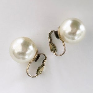 Vintage Faux Pearl Clip-On Earrings | Retro Costume Jewelry