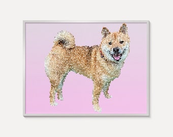 柴犬のバブルアートプリント/壁飾り | インスタントデジタルダウンロード画像