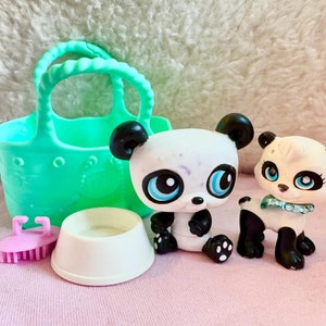 Littlest Pet Shop Panda Bear #90 and Polly Pocket Sparklin&#39; Pets Panda Bear #21