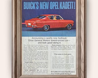 Anuncio original de revista del Buick Opel Kadett Fastback Sport Coupé de 1966.
