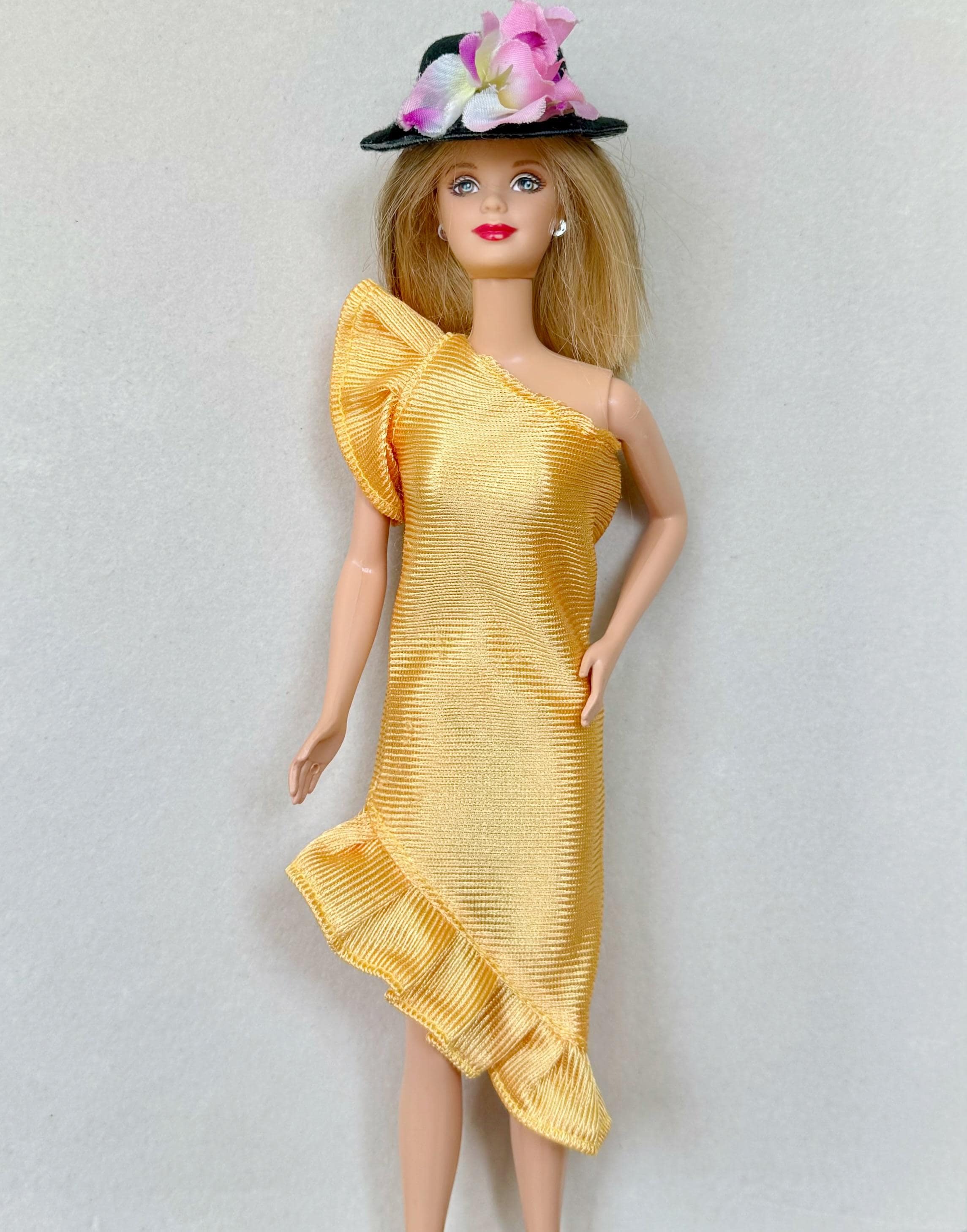 1 Set Puppe Kleidung Maßstab 1:6 Kleid Outfit Für 11,5 Zoll 30cm Puppe Schwarz Floral Kleid Mit Roten Hut Und Schuhe Für Mädchen Spielzeug Geschenk