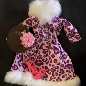 Barbie Doll Purple and Pink Animal Print Fur Coat