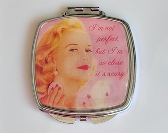 Elegant Square Dual Sided Small Compact Mirror - Purse Accessory