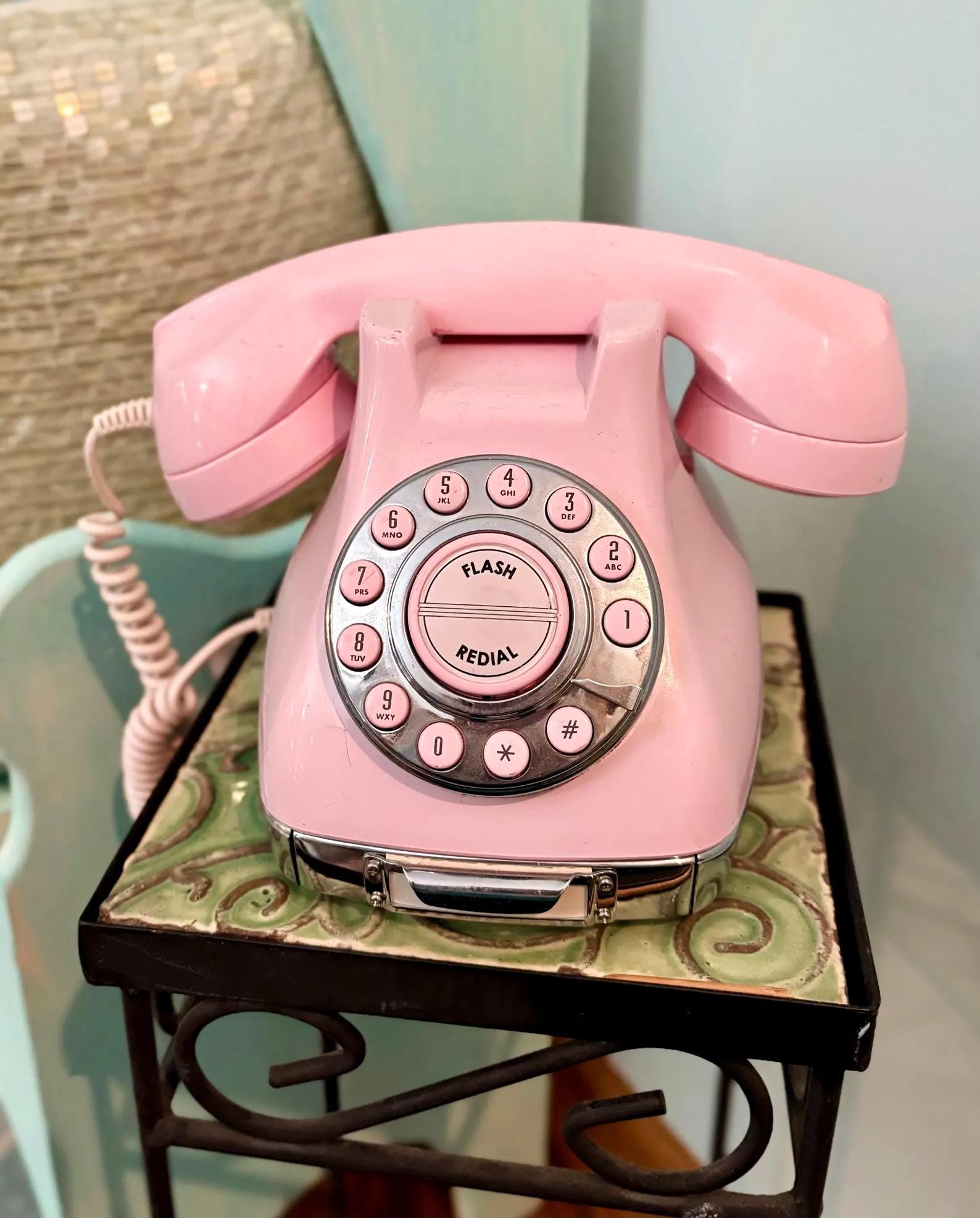 Vintage Retro Mary Kay Pink Push Button Phone with File Note Drawer
