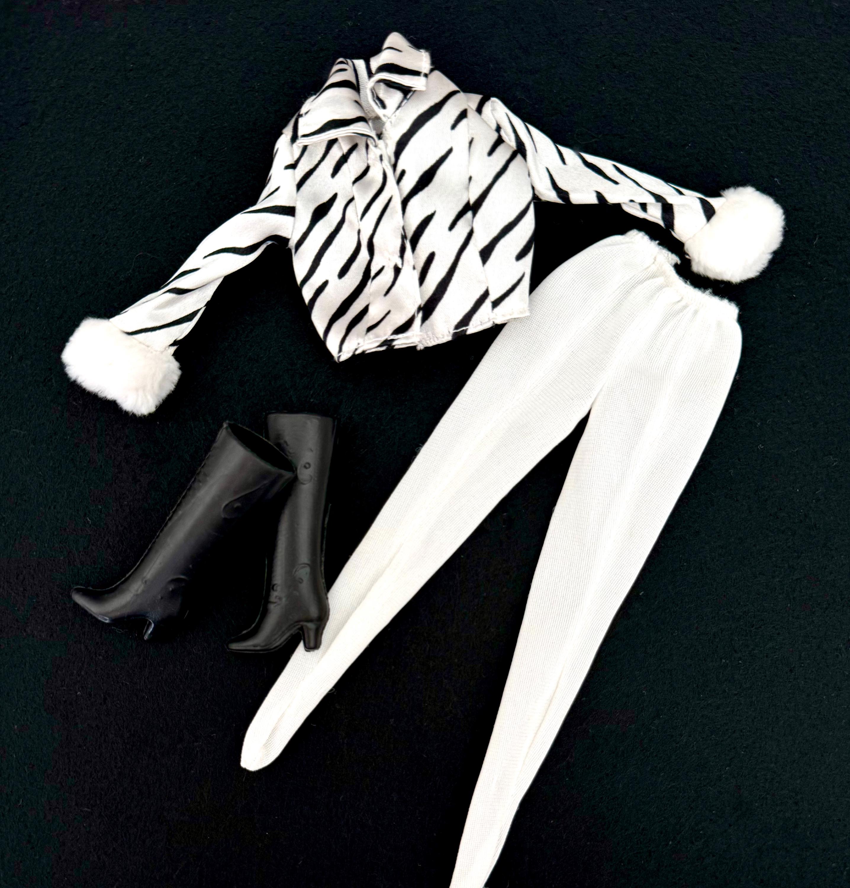 Barbie Doll Genuine Tagged Fashion Avenue White Satin Zebra Jacket