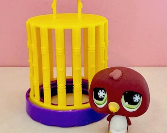 2006 Hasbro Littlest Pet Shop Plum Penguin #761 with 1992 Kenner Bird Cage